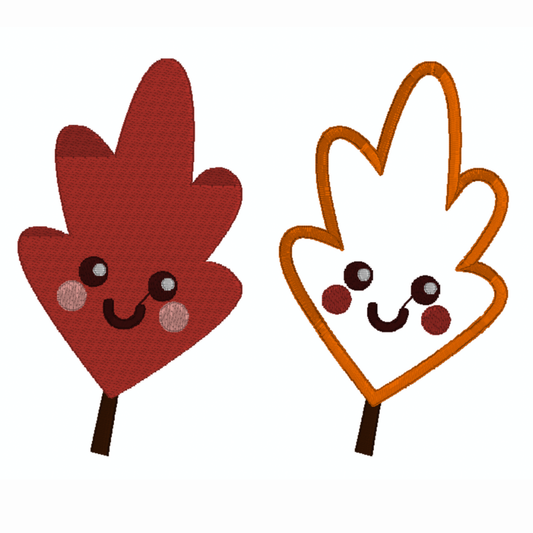 Pack de 2 motifs de broderie machine et appliqué : Feuille d'Automne 1