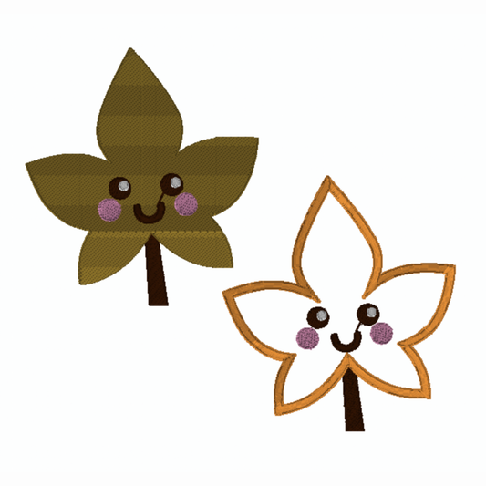 Pack de 2 motifs de broderie machine et appliqué : Feuille d'Automne