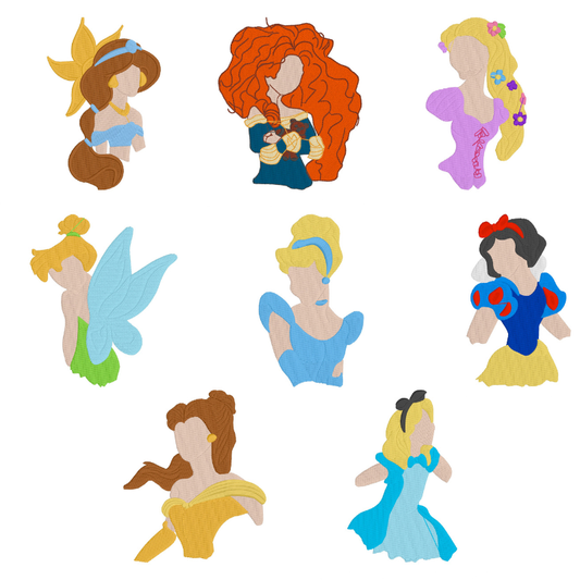 9 Motifs de broderie machine : Princesses Disney