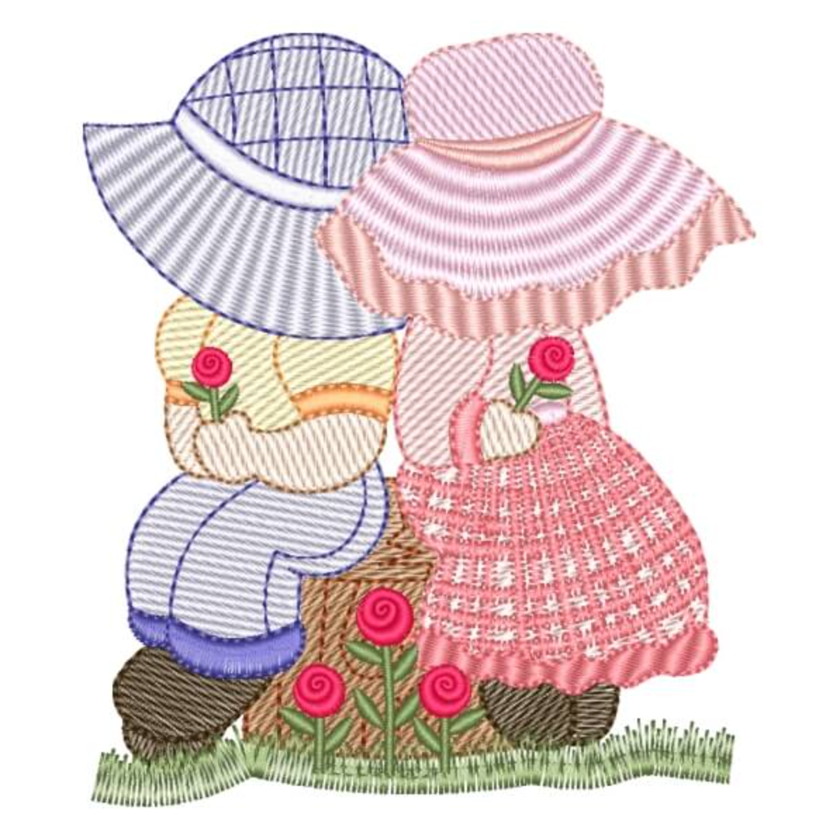 Motif de broderie machine : Couple Chapeaux Mignons