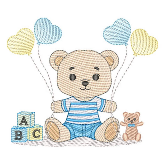 Motif de broderie machine : Petit Ourson ABC