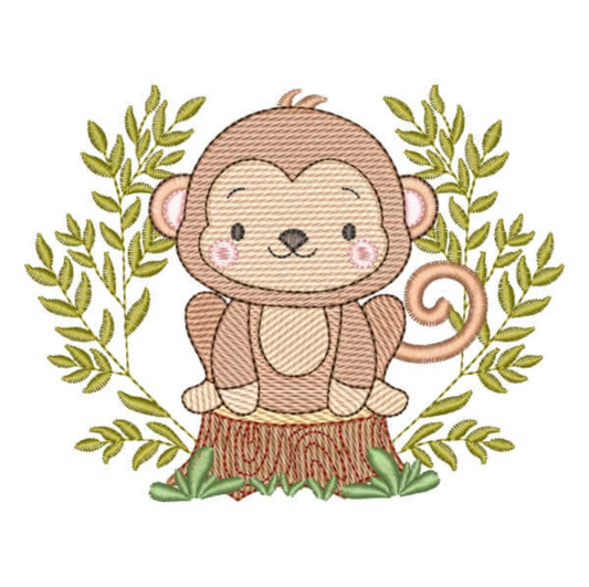Motif de broderie machine : Petit Singe avec Branches