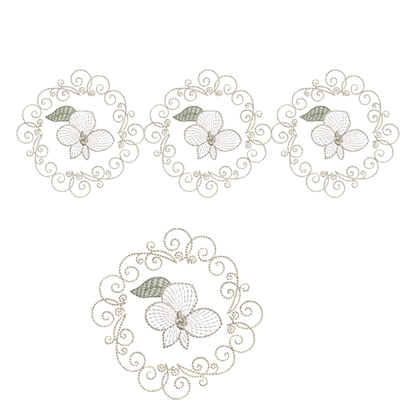 11 motifs de broderie machine : Orchidée avec Oiseau Couronne et bordure