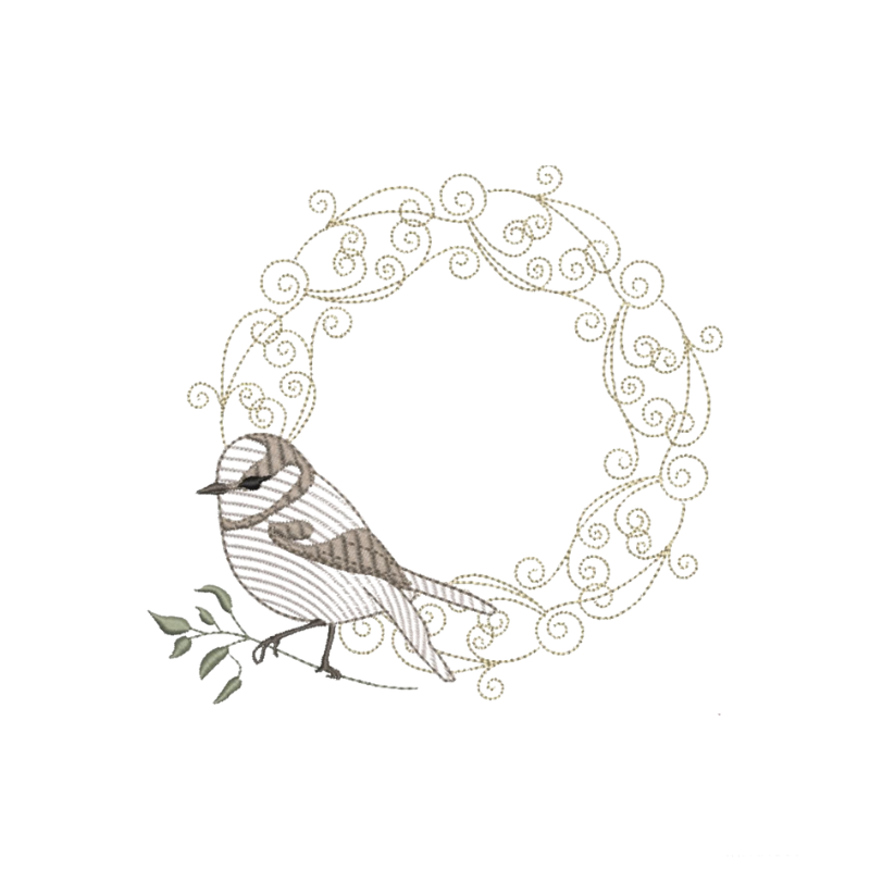 11 motifs de broderie machine : Orchidée avec Oiseau Couronne et bordure