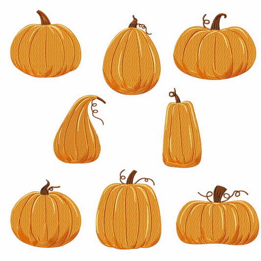 Pack de 8 motifs de broderie machine: Citrouilles