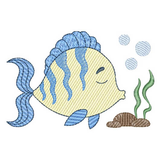 Motif de broderie machine : Poisson Avec Des Bulles