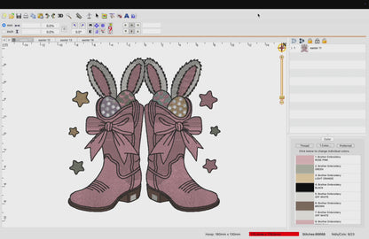 4 motifs de broderie machine : Lapins dans bottes