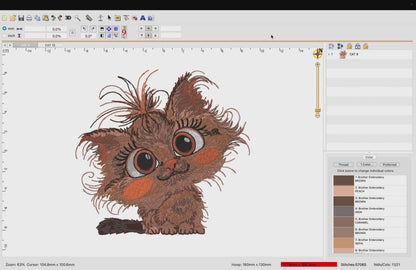 2 motifs de broderie machine : Chats poilus