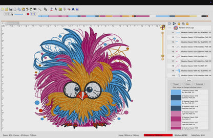 Motif de broderie machine : Poule de Carnaval
