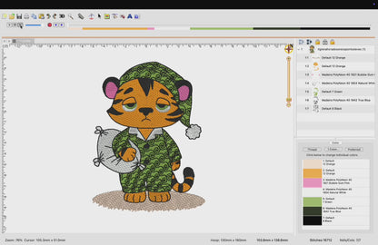 Motif de broderie machine : Bébé Tigre en Pyjama
