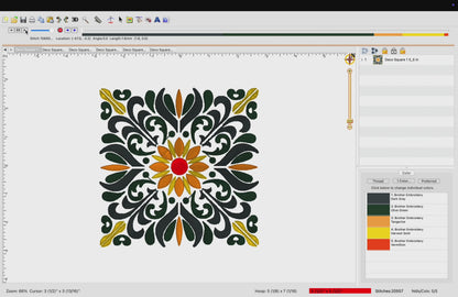 6 motif de broderie machine : Décoration Fleur Carré
