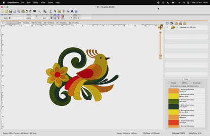 6 motifs de broderie machine : Oiseaux de Paradis