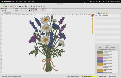 2 motifs de broderie machine : Bouquets sauvages