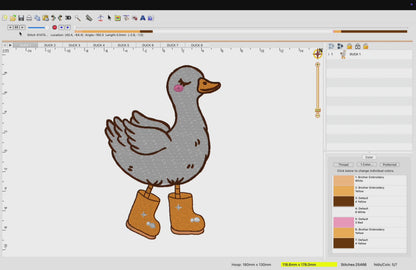 8 Motifs de broderie machine : Canards en bottes