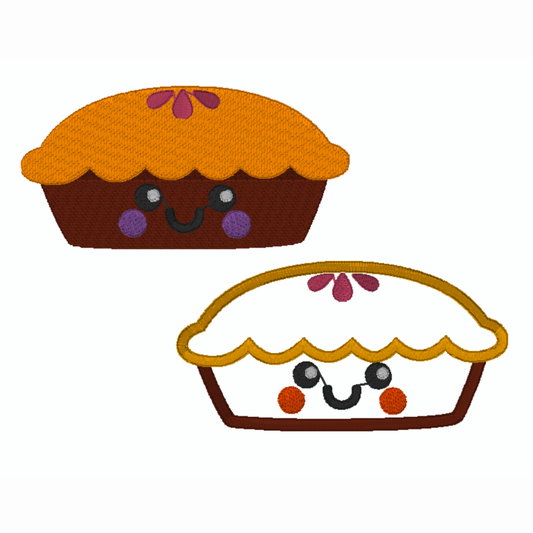 Pack de 2 motifs de broderie machine et appliqué : Tarte d'Automne