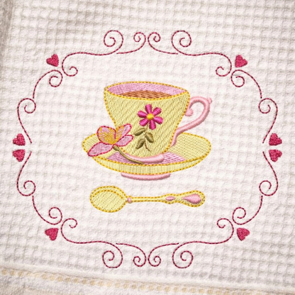 Motif de broderie machine : Tasse à Café Avec Fleur