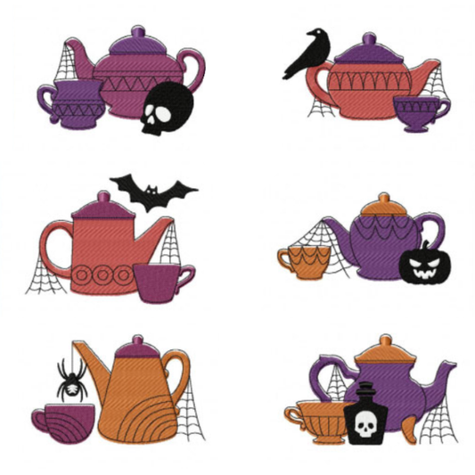 6 motifs de broderie machine : Thé de l'Halloween